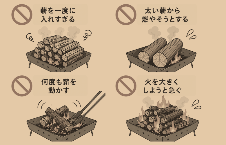 焚き火が育たない4つの原因